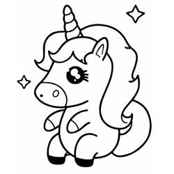 Dessin à colorier: Licorne Kawaii (Personnages fantastiques et d'aventure) #209299 - Coloriages à Imprimer Gratuits