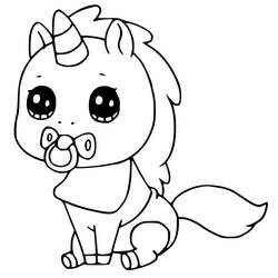 Dessin à colorier: Licorne Kawaii (Personnages fantastiques et d'aventure) #209300 - Coloriages à Imprimer Gratuits