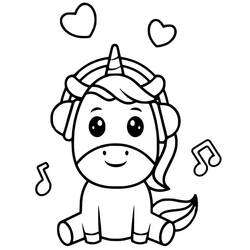 Dessin à colorier: Licorne Kawaii (Personnages fantastiques et d'aventure) #209303 - Coloriages à Imprimer Gratuits