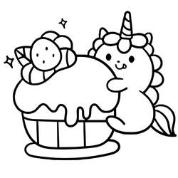 Dessin à colorier: Licorne Kawaii (Personnages fantastiques et d'aventure) #209308 - Coloriages à Imprimer Gratuits