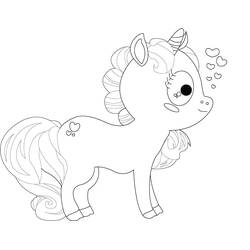 Dessin à colorier: Licorne Kawaii (Personnages fantastiques et d'aventure) #209314 - Coloriages à Imprimer Gratuits