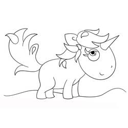 Dessin à colorier: Licorne Kawaii (Personnages fantastiques et d'aventure) #209316 - Coloriages à Imprimer Gratuits