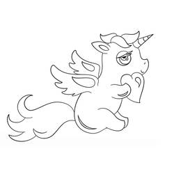 Dessin à colorier: Licorne Kawaii (Personnages fantastiques et d'aventure) #209318 - Coloriages à Imprimer Gratuits