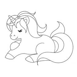 Dessin à colorier: Licorne Kawaii (Personnages fantastiques et d'aventure) #209320 - Coloriages à Imprimer Gratuits