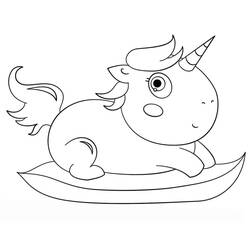 Dessin à colorier: Licorne Kawaii (Personnages fantastiques et d'aventure) #209321 - Coloriages à Imprimer Gratuits