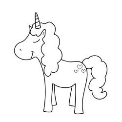 Dessin à colorier: Licorne Kawaii (Personnages fantastiques et d'aventure) #209330 - Coloriages à Imprimer Gratuits