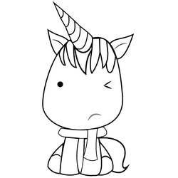 Dessin à colorier: Licorne Kawaii (Personnages fantastiques et d'aventure) #209331 - Coloriages à Imprimer Gratuits