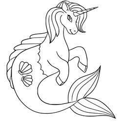 Dessin à colorier: Licorne Sirène (Personnages fantastiques et d'aventure) #186419 - Coloriages à Imprimer Gratuits