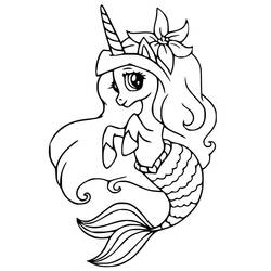 Dessin à colorier: Licorne Sirène (Personnages fantastiques et d'aventure) #186420 - Coloriages à Imprimer Gratuits