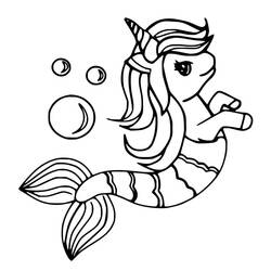 Dessin à colorier: Licorne Sirène (Personnages fantastiques et d'aventure) #186421 - Coloriages à Imprimer Gratuits