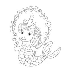 Dessin à colorier: Licorne Sirène (Personnages fantastiques et d'aventure) #186423 - Coloriages à Imprimer Gratuits