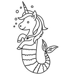 Dessin à colorier: Licorne Sirène (Personnages fantastiques et d'aventure) #186424 - Coloriages à Imprimer Gratuits