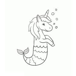 Dessin à colorier: Licorne Sirène (Personnages fantastiques et d'aventure) #186426 - Coloriages à Imprimer Gratuits