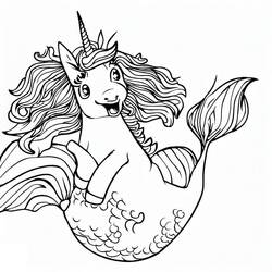 Dessin à colorier: Licorne Sirène (Personnages fantastiques et d'aventure) #186429 - Coloriages à Imprimer Gratuits