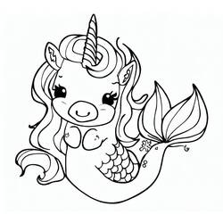 Dessin à colorier: Licorne Sirène (Personnages fantastiques et d'aventure) #186432 - Coloriages à Imprimer Gratuits