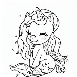 Dessin à colorier: Licorne Sirène (Personnages fantastiques et d'aventure) #186433 - Coloriages à Imprimer Gratuits