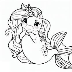 Dessin à colorier: Licorne Sirène (Personnages fantastiques et d'aventure) #186434 - Coloriages à Imprimer Gratuits