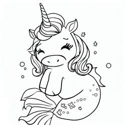 Dessin à colorier: Licorne Sirène (Personnages fantastiques et d'aventure) #186435 - Coloriages à Imprimer Gratuits