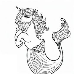 Dessin à colorier: Licorne Sirène (Personnages fantastiques et d'aventure) #186438 - Coloriages à Imprimer Gratuits