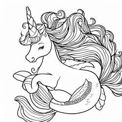 Dessin à colorier: Licorne Sirène (Personnages fantastiques et d'aventure) #186439 - Coloriages à Imprimer Gratuits
