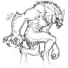 Dessin à colorier: Loup garou (Personnages fantastiques et d'aventure) #100014 - Coloriages à Imprimer Gratuits