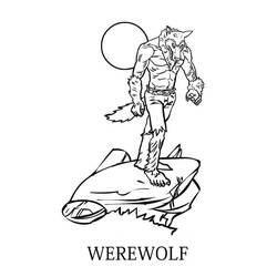 Dessin à colorier: Loup garou (Personnages fantastiques et d'aventure) #100081 - Coloriages à Imprimer Gratuits