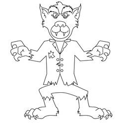Dessin à colorier: Loup garou (Personnages fantastiques et d'aventure) #99999 - Coloriages à Imprimer Gratuits