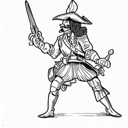 Dessin à colorier: Mousquetaire (Personnages fantastiques et d'aventure) #191146 - Coloriages à Imprimer Gratuits