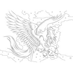 Dessin à colorier: Pégase (Personnages fantastiques et d'aventure) #209040 - Coloriages à Imprimer Gratuits