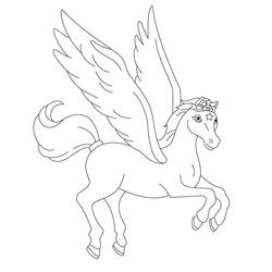 Dessin à colorier: Pégase (Personnages fantastiques et d'aventure) #209043 - Coloriages à Imprimer Gratuits