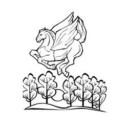 Dessin à colorier: Pégase (Personnages fantastiques et d'aventure) #209046 - Coloriages à Imprimer Gratuits