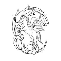 Dessin à colorier: Pégase (Personnages fantastiques et d'aventure) #209057 - Coloriages à Imprimer Gratuits