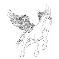 Dessin à colorier: Pégase (Personnages fantastiques et d'aventure) #209062 - Coloriages à Imprimer Gratuits