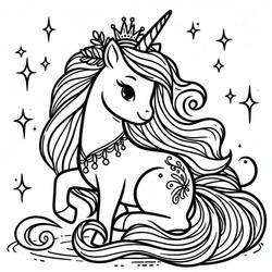 Dessin à colorier: Princesse Licorne (Personnages fantastiques et d'aventure) #212021 - Coloriages à Imprimer Gratuits