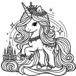 Dessin à colorier: Princesse Licorne (Personnages fantastiques et d'aventure) #212022 - Coloriages à Imprimer Gratuits