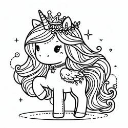 Dessin à colorier: Princesse Licorne (Personnages fantastiques et d'aventure) #212023 - Coloriages à Imprimer Gratuits