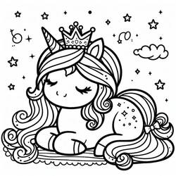 Dessin à colorier: Princesse Licorne (Personnages fantastiques et d'aventure) #212025 - Coloriages à Imprimer Gratuits
