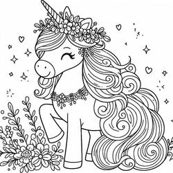 Dessin à colorier: Princesse Licorne (Personnages fantastiques et d'aventure) #212026 - Coloriages à Imprimer Gratuits