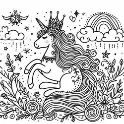 Dessin à colorier: Princesse Licorne (Personnages fantastiques et d'aventure) #212027 - Coloriages à Imprimer Gratuits