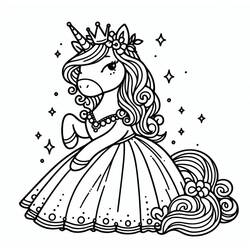 Dessin à colorier: Princesse Licorne (Personnages fantastiques et d'aventure) #212028 - Coloriages à Imprimer Gratuits