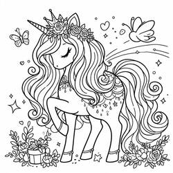 Dessin à colorier: Princesse Licorne (Personnages fantastiques et d'aventure) #212030 - Coloriages à Imprimer Gratuits