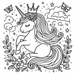 Dessin à colorier: Princesse Licorne (Personnages fantastiques et d'aventure) #212031 - Coloriages à Imprimer Gratuits