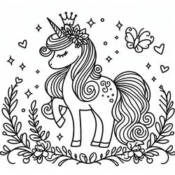 Dessin à colorier: Princesse Licorne (Personnages fantastiques et d'aventure) #212032 - Coloriages à Imprimer Gratuits