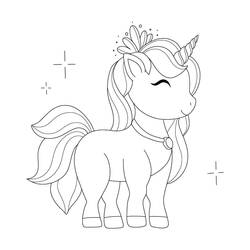 Dessin à colorier: Princesse Licorne (Personnages fantastiques et d'aventure) #212033 - Coloriages à Imprimer Gratuits