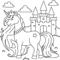 Dessin à colorier: Princesse Licorne (Personnages fantastiques et d'aventure) #212034 - Coloriages à Imprimer Gratuits