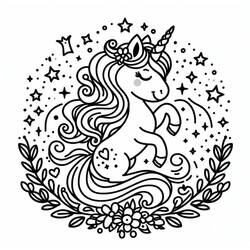 Dessin à colorier: Princesse Licorne (Personnages fantastiques et d'aventure) #212035 - Coloriages à Imprimer Gratuits