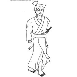 Dessin à colorier: Samouraï (Personnages fantastiques et d'aventure) #107274 - Coloriages à Imprimer Gratuits