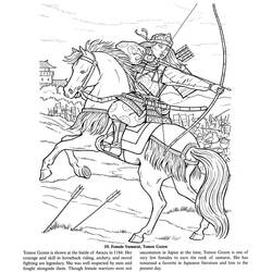 Dessin à colorier: Samouraï (Personnages fantastiques et d'aventure) #107277 - Coloriages à Imprimer Gratuits