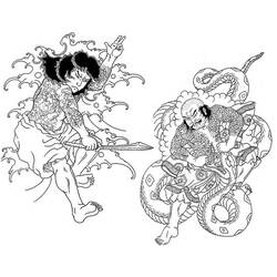 Dessin à colorier: Samouraï (Personnages fantastiques et d'aventure) #107342 - Coloriages à Imprimer Gratuits