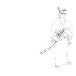 Dessin à colorier: Samouraï (Personnages fantastiques et d'aventure) #107383 - Coloriages à Imprimer Gratuits